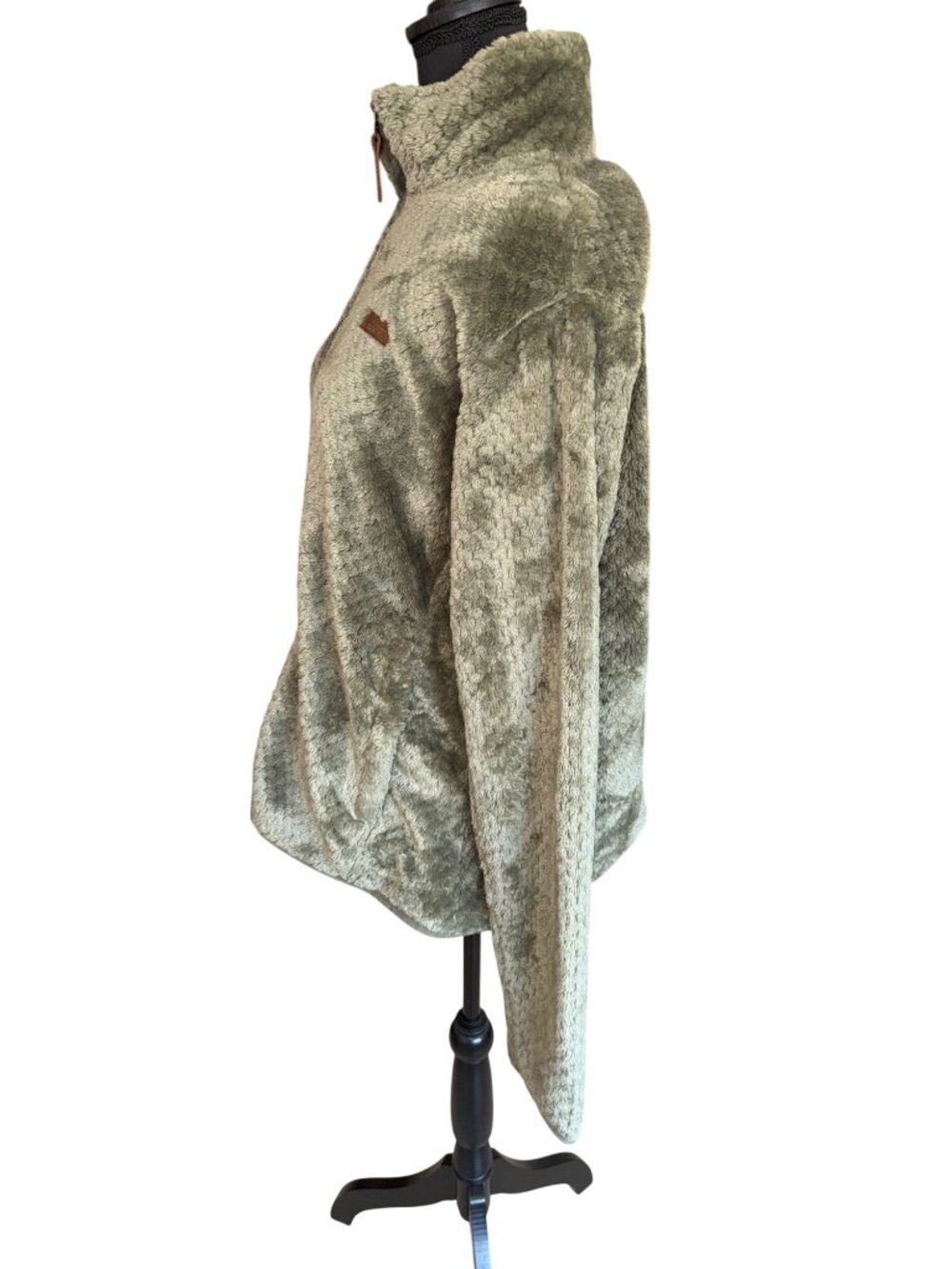 Columbia Womens Fire Side II Sherpa Fleece XL Full-Zip Fuzzy Olive Green Jacket - Picture 5 of 11